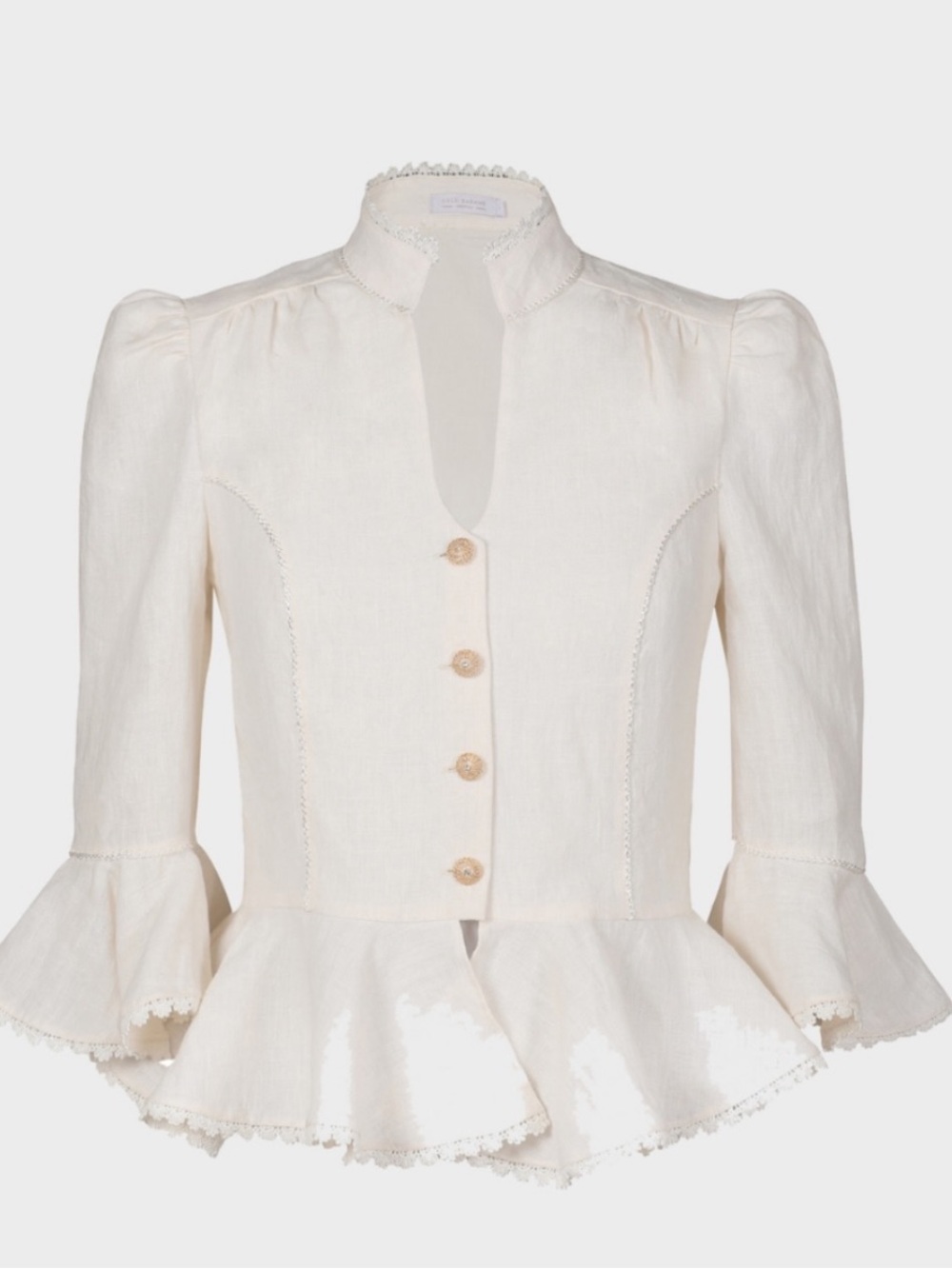 NEW 100% LINEN COTTON PEPLUM CROPPED JACKET Button-Front Top zagame eco ganik